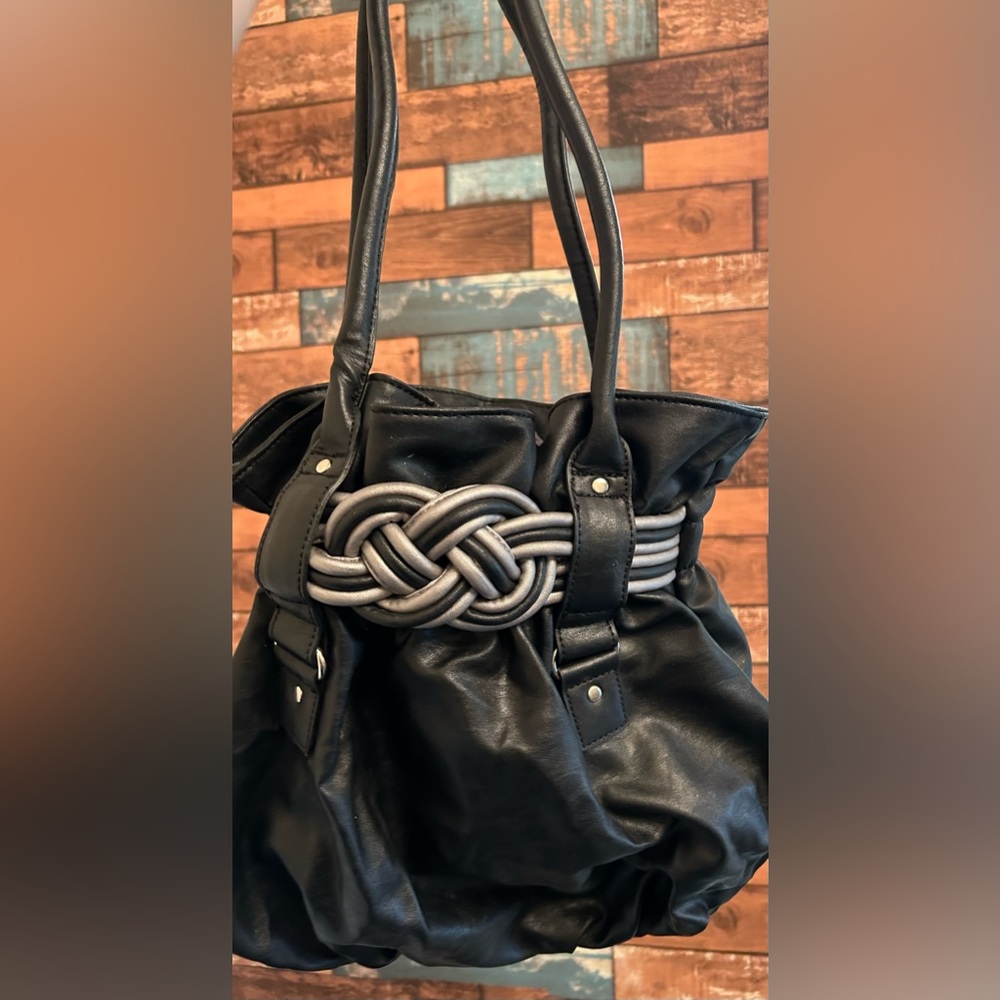 Black and Grey mid size hand bag